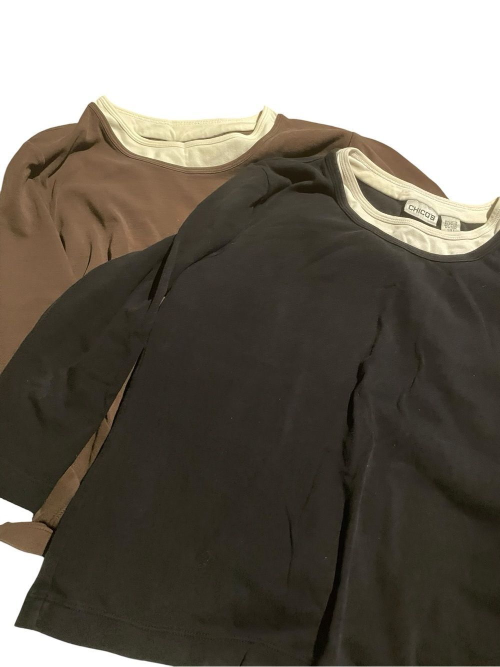 Chicos size 2 set of tops one brown one black see pics